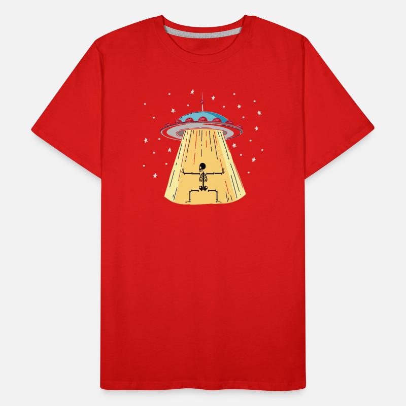 UFO mit Skeleton Lichtinstallation Männer Premium Bio T-Shirt
