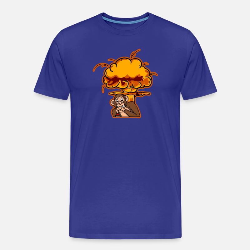 Monkey On The Button - Männer Premium Bio T-Shirt - Königsblau