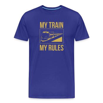 Le conducteur de train dit mon train mes règles - T-shirt bio Premium Homme - bleu roi - Devant - Damien (186cm)