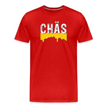 Chäs (SWISS CHEESE) - Männer Premium Bio T-Shirt - Rot - Vorne - Damien (186cm)