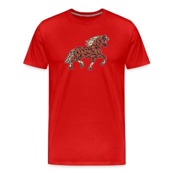 Polygon Pferde Islandpferde Hengst Pferdenarr - Männer Premium Bio T-Shirt - Rot - Vorne - Damien (186cm)