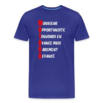 MOTARD : définition - Humour noir - T-shirt bio Premium Homme - bleu roi - Devant - Damien (186cm)