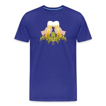 deux verres de bière remplis pour griller Cheers - T-shirt bio Premium Homme - bleu roi - Devant - Damien (186cm)