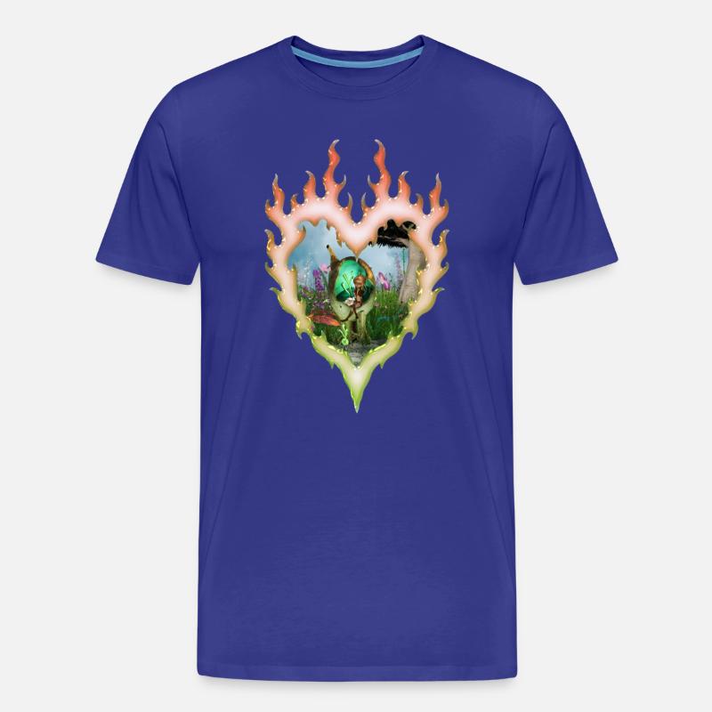 Kleine Fee mit ihrer Katze - Männer Premium Bio T-Shirt - Königsblau