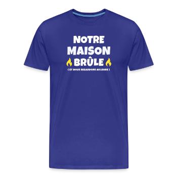 incendie, réchauffement climatique, mégafeu - T-shirt bio Premium Homme - bleu roi - Devant - Damien (186cm)