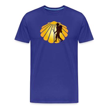 A pilgrim on a pilgrimage path with scallops - Men's Premium Organic T-Shirt - royal blue - Front - Damien (186cm)