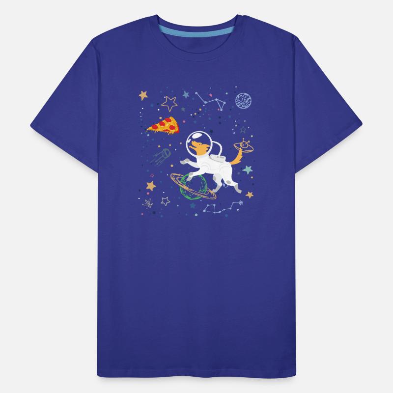 Astronaute de dessin animé avec l’espace et la pizza T-shirt bio Premium Homme