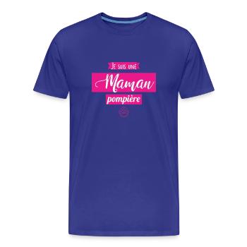 Je suis une maman pompière - T-shirt bio Premium Homme - bleu roi - Devant - Damien (186cm)