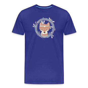petit renard avec décoration en plumes dans cadre ethno - T-shirt bio Premium Homme - bleu roi - Devant - Damien (186cm)