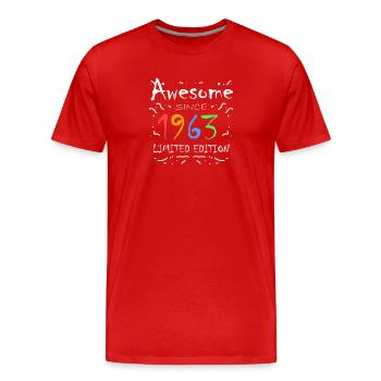 1963 - Männer Premium Bio T-Shirt - Rot - Vorne - Damien (186cm)