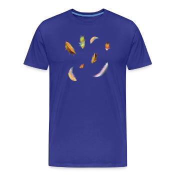 zarte kunterbunte Federn Symbol der Leichtigkeit - Männer Premium Bio T-Shirt - Königsblau - Vorne - Damien (186cm)