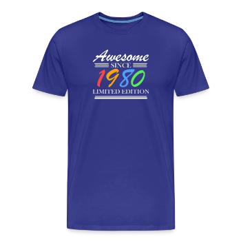 1980 - Né en 1980 - Fantastique depuis 1980 - T-shirt bio Premium Homme - bleu roi - Devant - Damien (186cm)