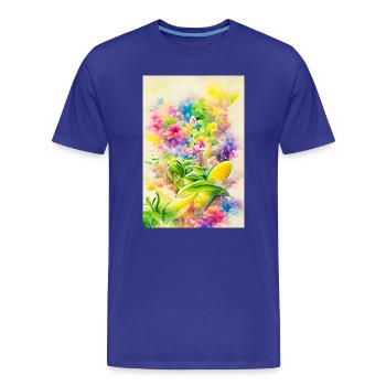Art floral - T-shirt bio Premium Homme - bleu roi - Devant - Damien (186cm)
