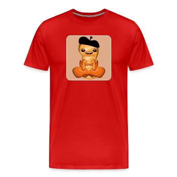 BBQ BRATHÄHNCHEN | BAGUETTE BASKENMÜTZE - Männer Premium Bio T-Shirt - Rot - Vorne - Damien (186cm)