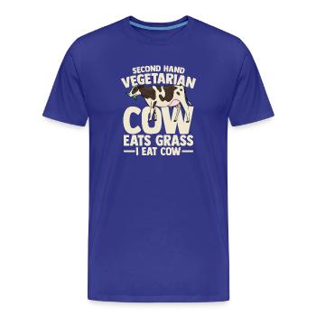 second hand vegetarian cow eats grass i eat cow - Männer Premium Bio T-Shirt - Königsblau - Vorne - Damien (186cm)