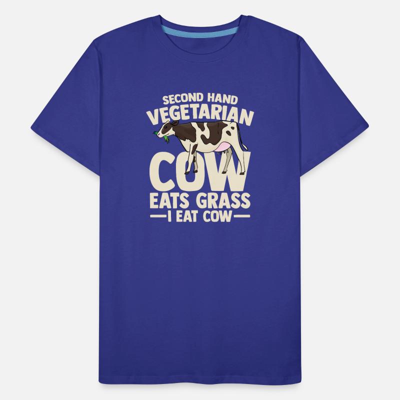 second hand vegetarian cow eats grass i eat cow Männer Premium Bio T-Shirt