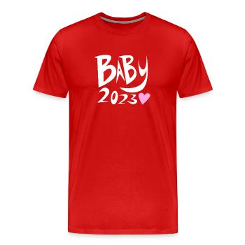 Baby 2023Tochter Schwanger 2023 Schwangerschaft - Männer Premium Bio T-Shirt - Rot - Vorne - Damien (186cm)