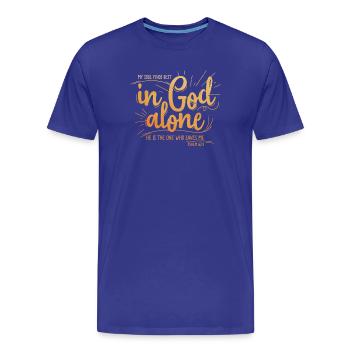 My soul finds rest in God alone - Men's Premium Organic T-Shirt - royal blue - Front - Damien (186cm)