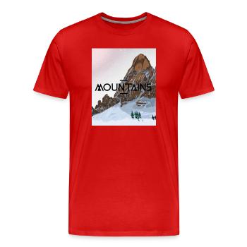 Snowy mountain - Men's Premium Organic T-Shirt - red - Front - Damien (186cm)