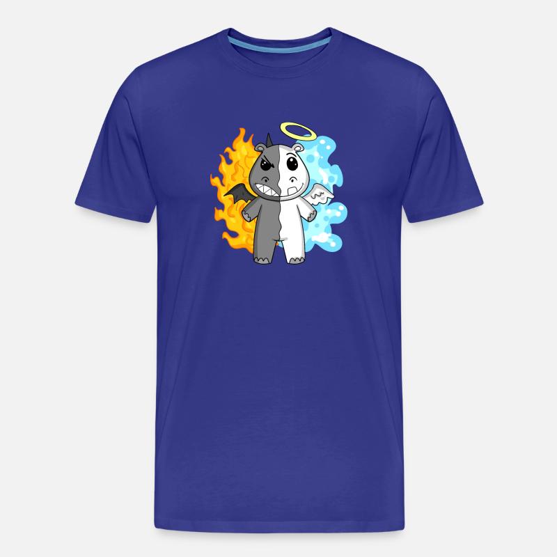Nilpferd - Engel und Teufel - Männer Premium Bio T-Shirt - Königsblau