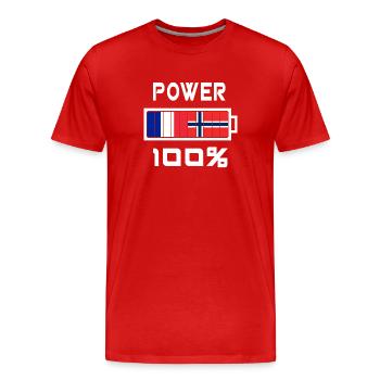 Norwegen und Frankreich Power 100% - T-shirt bio Premium Homme - rouge - Devant - Damien (186cm)