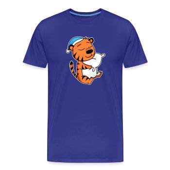 Tigre avec oreiller et bonnet de couchage - T-shirt bio Premium Homme - bleu roi - Devant - Damien (186cm)
