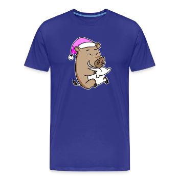 Sanglier avec oreiller et bonnet de couchage - T-shirt bio Premium Homme - bleu roi - Devant - Damien (186cm)