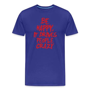 Be Happy - Men's Premium Organic T-Shirt - royal blue - Front - Damien (186cm)