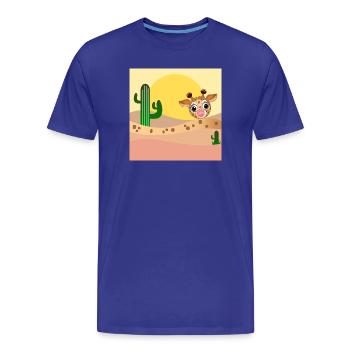 GIRAFFE ANIMAL ILLUSTRATION - DESERT - Men's Premium Organic T-Shirt - royal blue - Front - Damien (186cm)