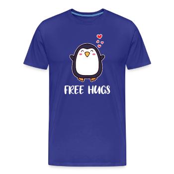 Animal Mignon Pingouin Coeur Déclaration Oiseau Pôle Sud - T-shirt bio Premium Homme - bleu roi - Devant - Damien (186cm)