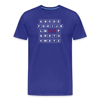 ABC Blanc avec premier mot - NON en rouge - T-shirt bio Premium Homme - bleu roi - Devant - Damien (186cm)