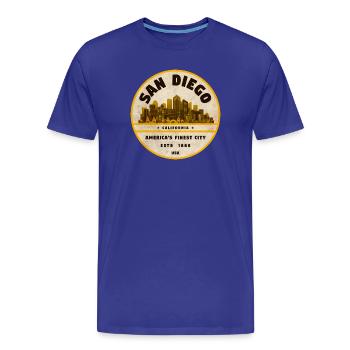 San Diego Californie - T-shirt bio Premium Homme - bleu roi - Devant - Damien (186cm)