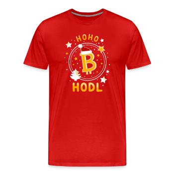 Bitcoin zu Weihnachten Hoho Hodl BTC - Männer Premium Bio T-Shirt - Rot - Vorne - Damien (186cm)