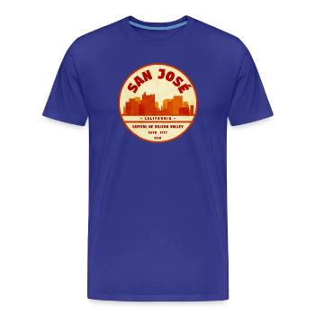 San Jose Retro Stadtbadge Kalifornien - Männer Premium Bio T-Shirt - Königsblau - Vorne - Damien (186cm)