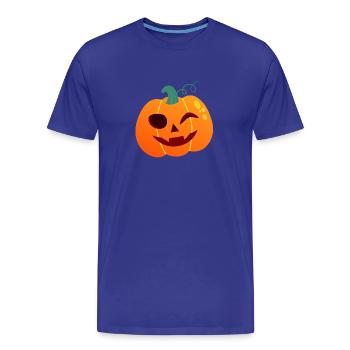 Kürbis Winker Halloween Cartoon - Männer Premium Bio T-Shirt - Königsblau - Vorne - Damien (186cm)