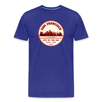 Vintage Badge: San Francisco Skyline - Men's Premium Organic T-Shirt - royal blue - Front - Damien (186cm)