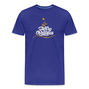 Merry Christmas Script Tree - Men's Premium Organic T-Shirt - royal blue - Front - Damien (186cm)