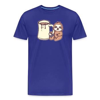 Lazy Slow Vegetarian Mammal Sloth Animal - Men's Premium Organic T-Shirt - royal blue - Front - Damien (186cm)