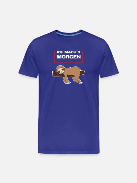 Hängematte Faultier Tier Statement Schlafen Faul - Männer Premium Bio T-Shirt - Königsblau