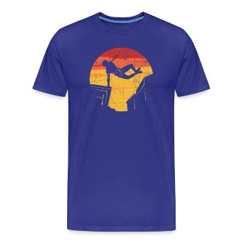 Silhouette du patineur au coucher du soleil sur la rampe - T-shirt bio Premium Homme - bleu roi - Devant - Damien (186cm)