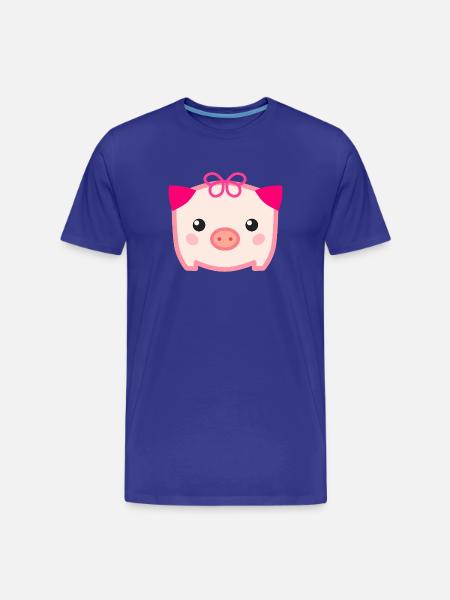Cochon mignon Kawaii - T-shirt bio Premium Homme - bleu roi