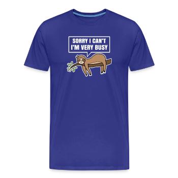 Sloth Chill Animal Statement Mammal Lazy - Men's Premium Organic T-Shirt - royal blue - Front - Damien (186cm)