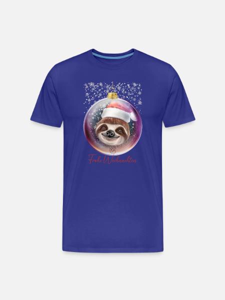 Frohe Weihnachten Weihnachtsoutfit Faultier - Männer Premium Bio T-Shirt - Königsblau