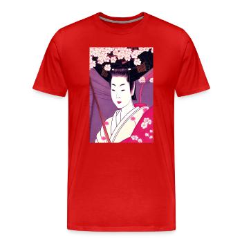 Geisha 4 - Men's Premium Organic T-Shirt - red - Front - Damien (186cm)
