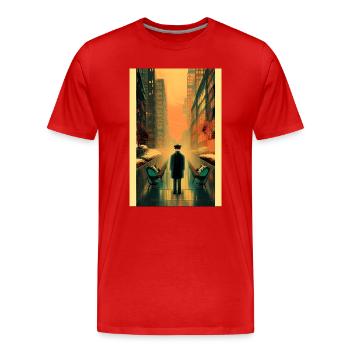 Straßen 3 - Männer Premium Bio T-Shirt - Rot - Vorne - Damien (186cm)