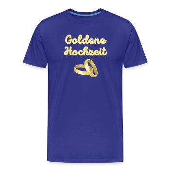 Goldene Hochzeit goldene Eheringe leuchtend Gold - Männer Premium Bio T-Shirt - Königsblau - Vorne - Damien (186cm)