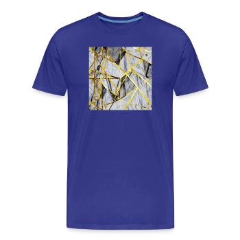 Marmor Mosaik Gold Textur - Männer Premium Bio T-Shirt - Königsblau - Vorne - Damien (186cm)