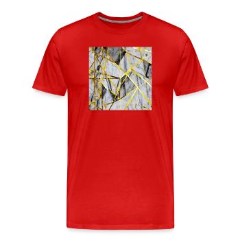 Marble Mosaic Gold Texture - Men's Premium Organic T-Shirt - red - Front - Damien (186cm)