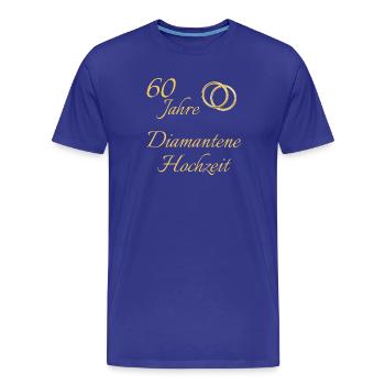 60 Jahre Diamantene Hochzeit Ringe goldfarben Text - Männer Premium Bio T-Shirt - Königsblau - Vorne - Damien (186cm)