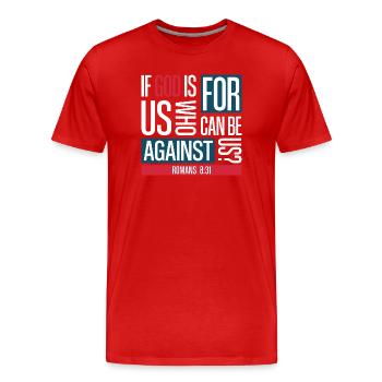 Gott für uns (dunkel) - Männer Premium Bio T-Shirt - Rot - Vorne - Damien (186cm)